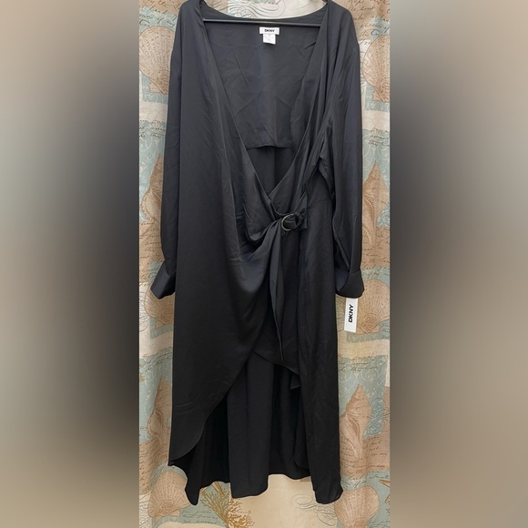 Dkny Dresses & Skirts - NWT DKNY Classic Black Plus Size Womens Wrap High Low Maxi Dress 22W Goth Grunge